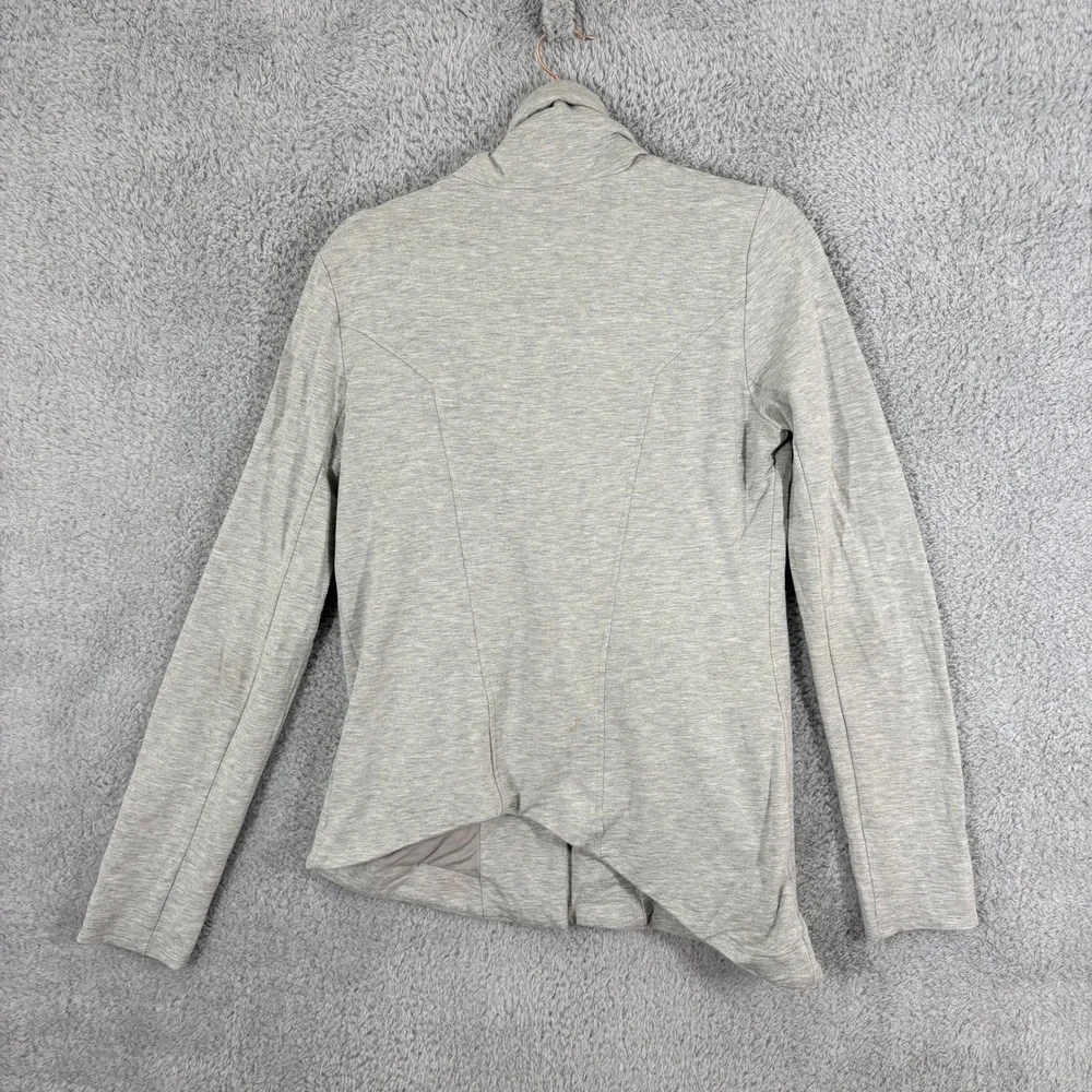 Helmut Lang Villous Asymmetrical Zip Moto Jacket Drape Collar‎ Sz L Gray Heather